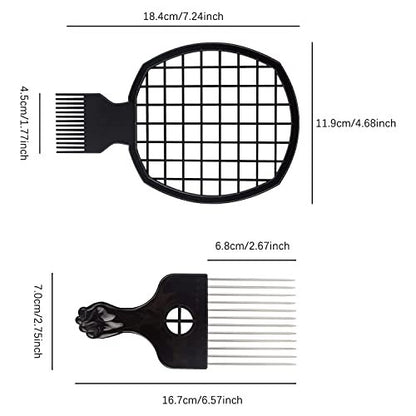 Magic Curl Sponge Set for Barber Hair Styling: Afro Twist Hair Brush, Metal Pick Comb, and Styling Combs (Black-A) Avelisse