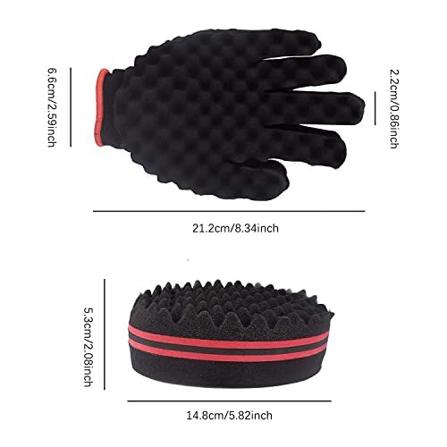 Magic Curl Sponge Set for Barber Hair Styling: Afro Twist Hair Brush, Metal Pick Comb, and Styling Combs (Black-A) Avelisse