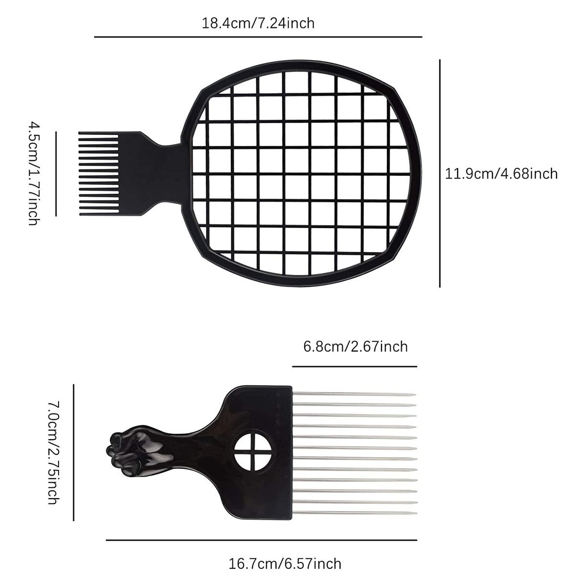 Magic Curl Sponge Set for Barber Hair Styling: Afro Twist Hair Brush, Metal Pick Comb, and Styling Combs (Black-A) Avelisse