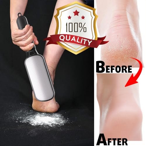 Antonki Double Sided Foot File for Dead Skin – Stainless Steel Callus Remover & Metal Foot Scraper for Cracked Heels, Professional Pedicure Tool (Black) - görsel 7