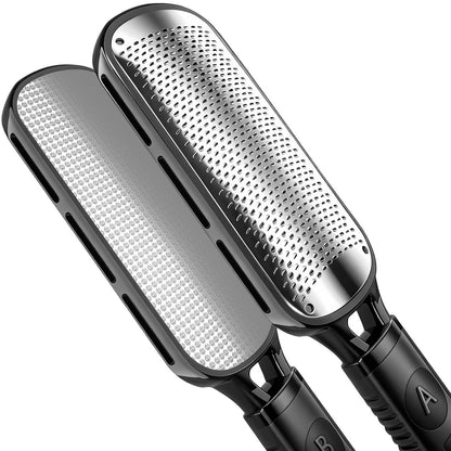Antonki Double Sided Foot File for Dead Skin – Stainless Steel Callus Remover & Metal Foot Scraper for Cracked Heels, Professional Pedicure Tool (Black)