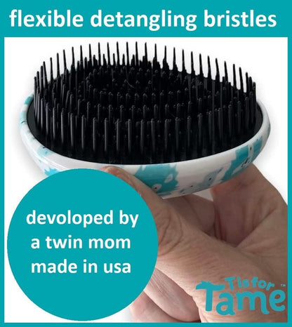 T is for Tame Mini Detangling Brush for Toddlers & Kids – Blue, Tames Knots Without Tears or Tantrums, Perfect Size for Little Hands