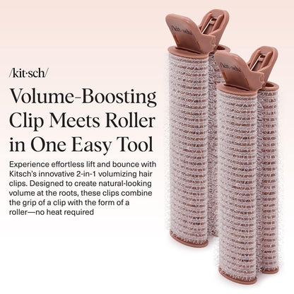 Kitsch Volumizing Hair Clips for Women - 2 Pack Terracotta Hair Rollers for Volume & Curls