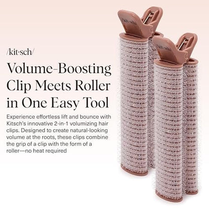 Kitsch Volumizing Hair Clips for Women - 2 Pack Terracotta Hair Rollers for Volume & Curls