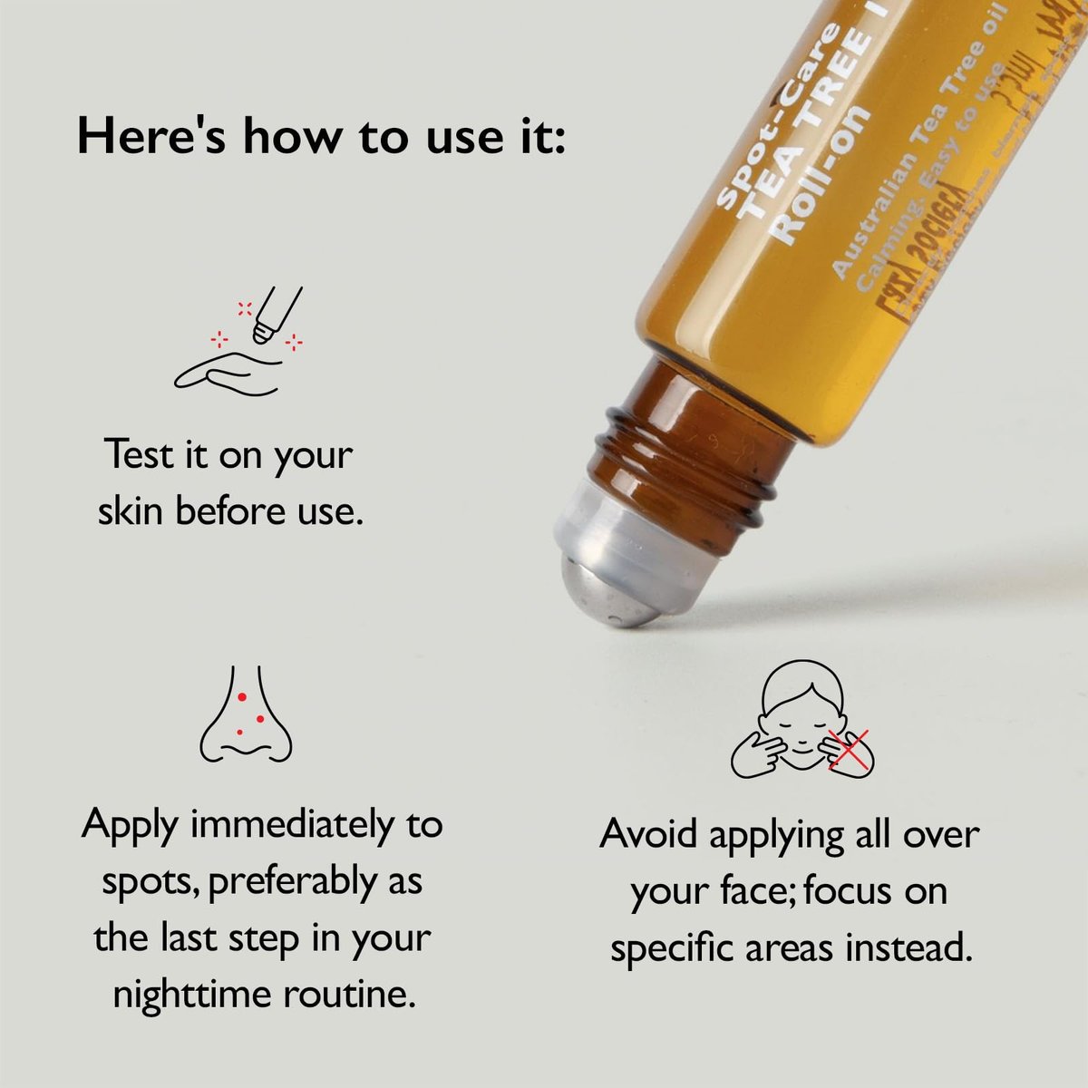 Lazy Society Tea Tree Oil Roll-On – 100% Pure Spot Care for Acne, Blemishes & Pimples, Gentle on Sensitive Skin, 0.18 oz Avelisse
