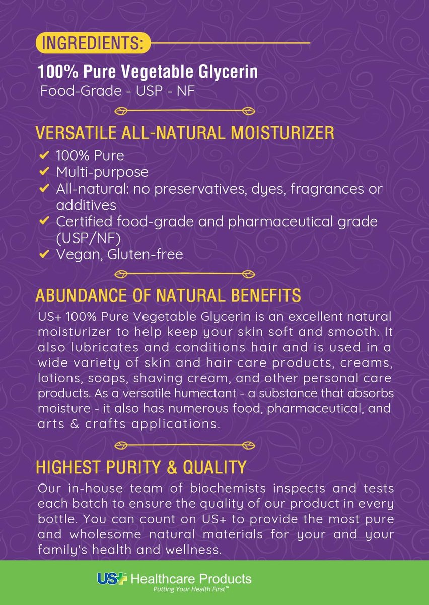 US+ 100% Pure Vegetable Glycerin - Pharmaceutical & Food Grade (USP) - Premium Quality All-Natural Moisturizer & Cleanser - For Skin, Hair, Soaps & More (1 Gallon) Avelisse