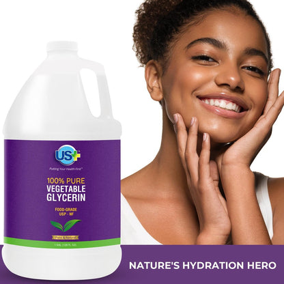 US+ 100% Pure Vegetable Glycerin - Pharmaceutical & Food Grade (USP) - Premium Quality All-Natural Moisturizer & Cleanser - For Skin, Hair, Soaps & More (1 Gallon) Avelisse