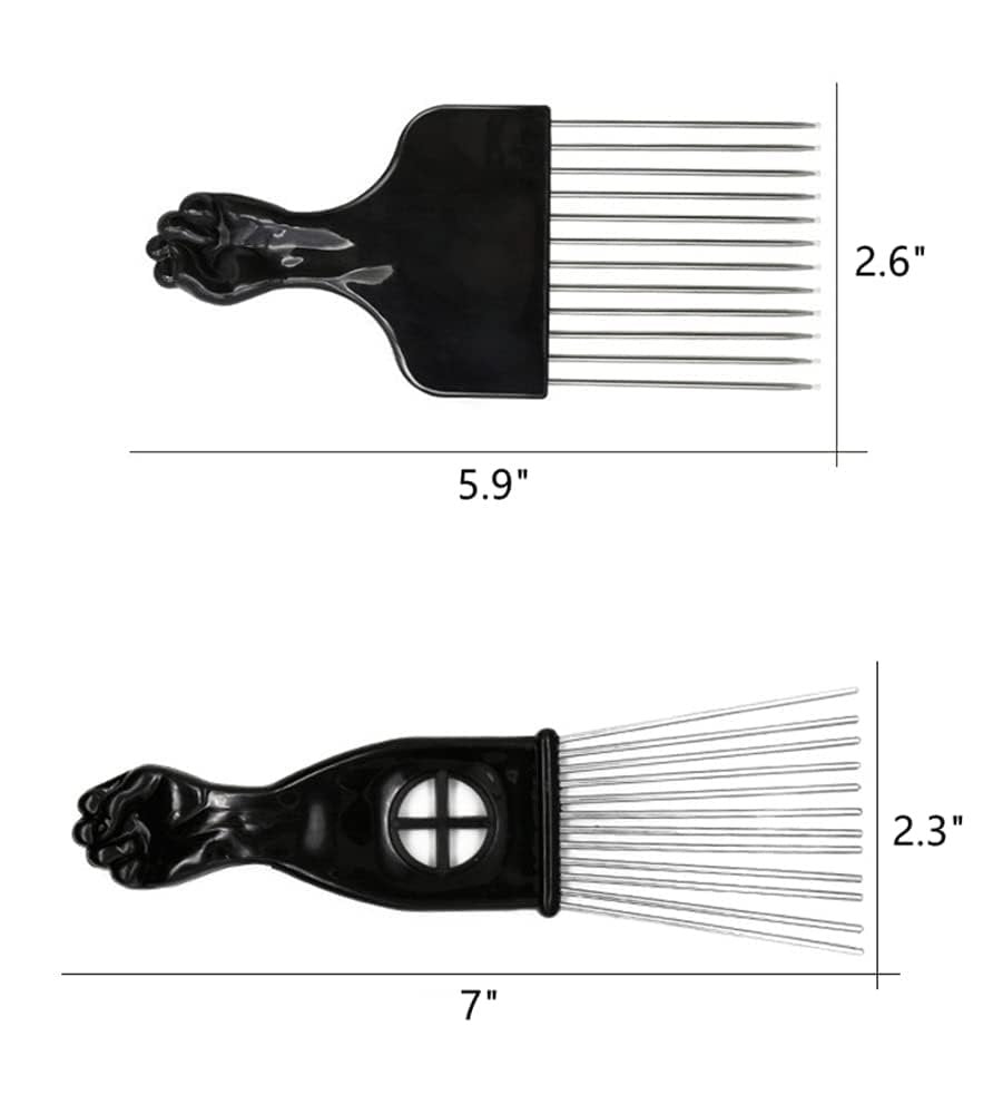 Hair Sponge Set, Magic Curl Glove, Afro Brush, Metal Pick Comb, and Twist Comb for Hairstyling (Black-6Pcs) - görsel 4