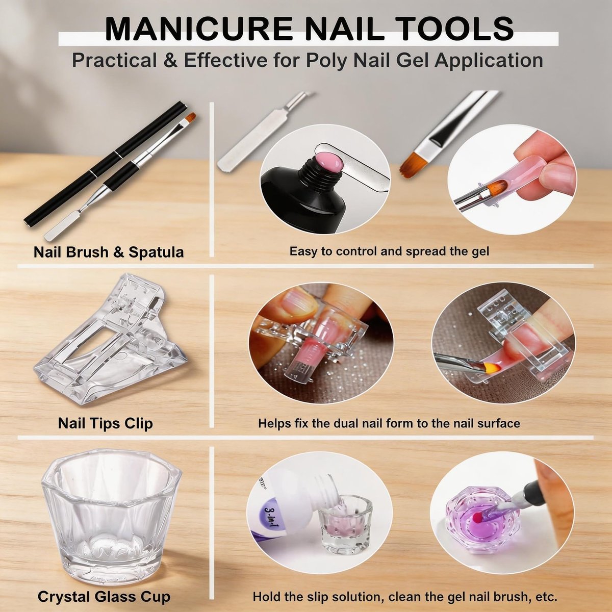 LOUINSTIC PolyGel Slip Solution - 4oz Nail Extension Anti-Stick Liquid & Art Brush Cleanser for Poly Extension Gel Kit, with Dual-Ended Nail Brush - Home DIY Nail Art & Salon Use - görsel 13