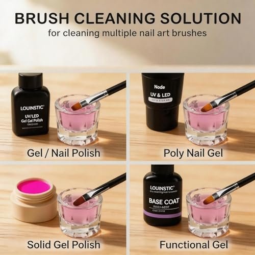 LOUINSTIC PolyGel Slip Solution - 4oz Nail Extension Anti-Stick Liquid & Art Brush Cleanser for Poly Extension Gel Kit, with Dual-Ended Nail Brush - Home DIY Nail Art & Salon Use - görsel 12