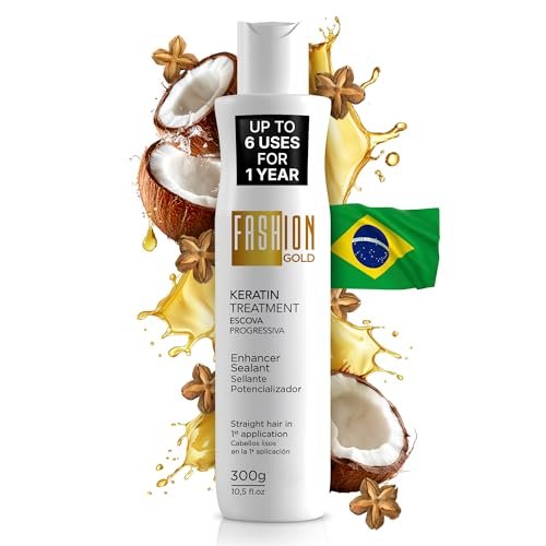 Fashion Gold Keratin Hair Treatment | 6 Uses per Bottle | Formaldehyde-Free Brazilian Straightening Avelisse