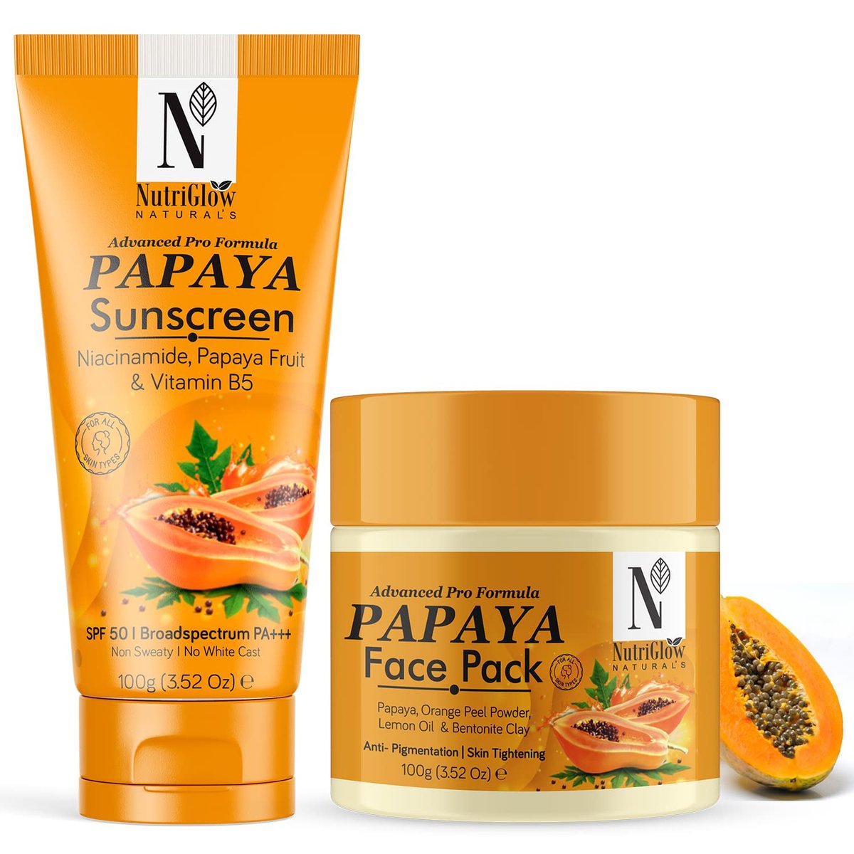 NutriGlow Naturals Advanced Pro Formula Papaya Skin Care Gift Set - 2-Pack - görsel 1