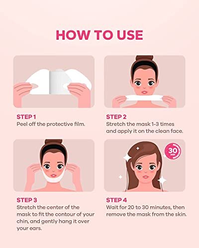 MCOMCE FairyFace V Line Shaping Face Masks (5 Count) - Double Chin Reducer, Lifting Hydrogel Collagen Mask with Aloe Vera and Seaweed, Anti-Aging and Anti-Wrinkle