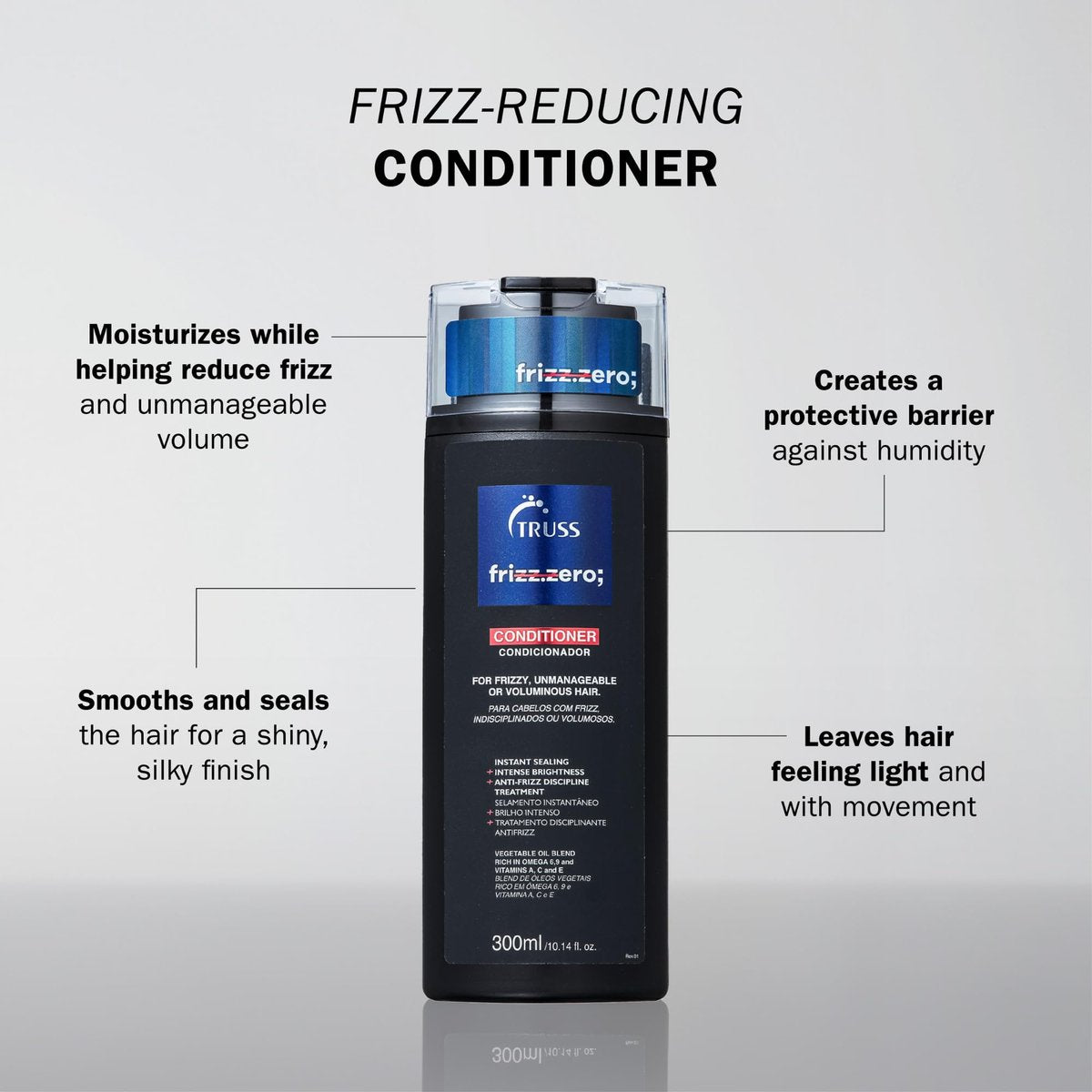 Truss Frizz Zero Conditioner - Anti-Frizz & Anti-Humidity Conditioner for Frizzy Hair - Adds Volume, Shine, and Helps Prevent Split Ends - 10.14 Fl Oz Avelisse