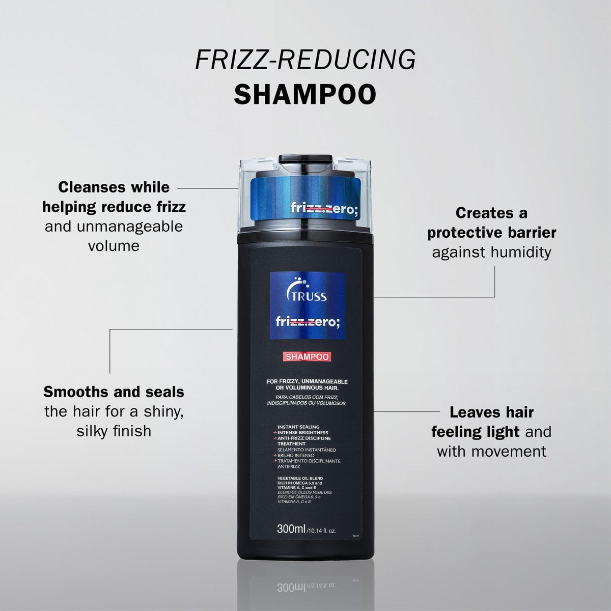 TRUSS Frizz Zero Shampoo - Anti-Frizz, Anti-Humidity Shampoo for Frizzy Hair - 10.14 Fl Oz Avelisse