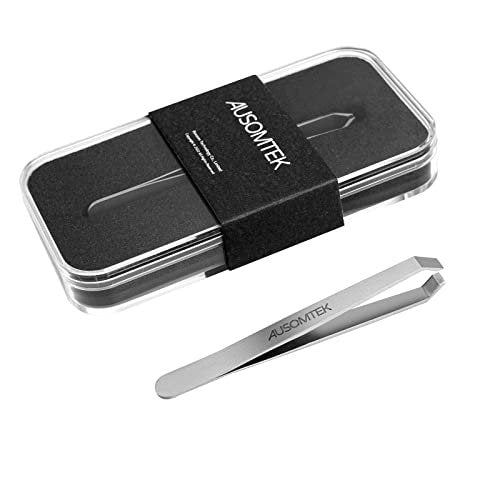 AUSOMTEK Beard Tweezers - Stainless Steel Fine Hair Removal Tool with 5mm Precision Tip (Silver, 1 Pack) Avelisse
