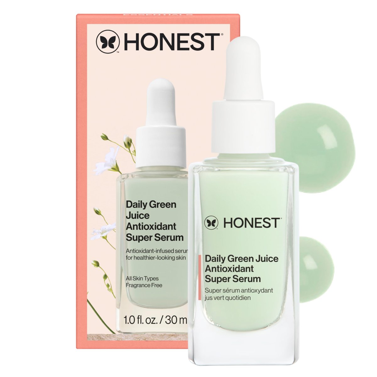 Honest Beauty Daily Green Juice Antioxidant Super Serum - Improves Skin Tone & Texture, Gentle for Sensitive Skin, Fragrance-Free Vegan, 1 fl oz Avelisse