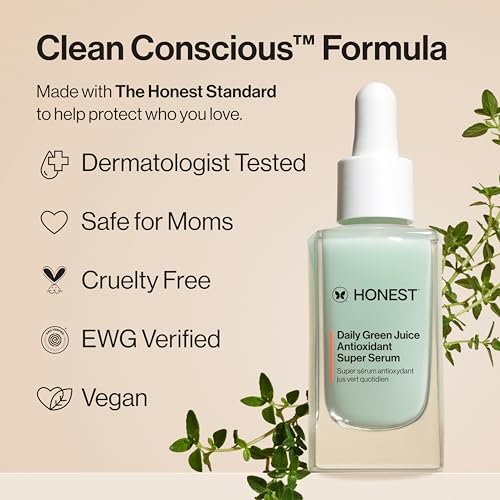 Honest Beauty Daily Green Juice Antioxidant Super Serum - Improves Skin Tone & Texture, Gentle for Sensitive Skin, Fragrance-Free Vegan, 1 fl oz Avelisse