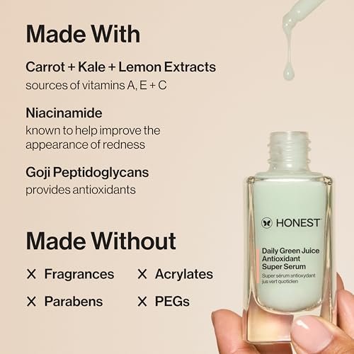Honest Beauty Daily Green Juice Antioxidant Super Serum - Improves Skin Tone & Texture, Gentle for Sensitive Skin, Fragrance-Free Vegan, 1 fl oz Avelisse