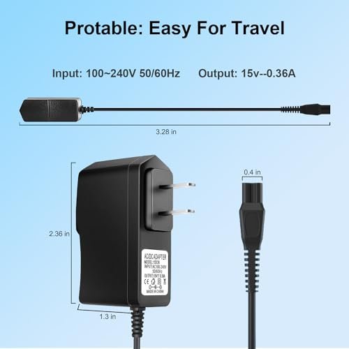 HQ8505 Charger for Philips Norelco 7000 5000 3000 8000X 8500X 9000 Series MG7 S1560 Electric Beard Trimmer 15V AC Adapter Power Supply Cord - görsel 9