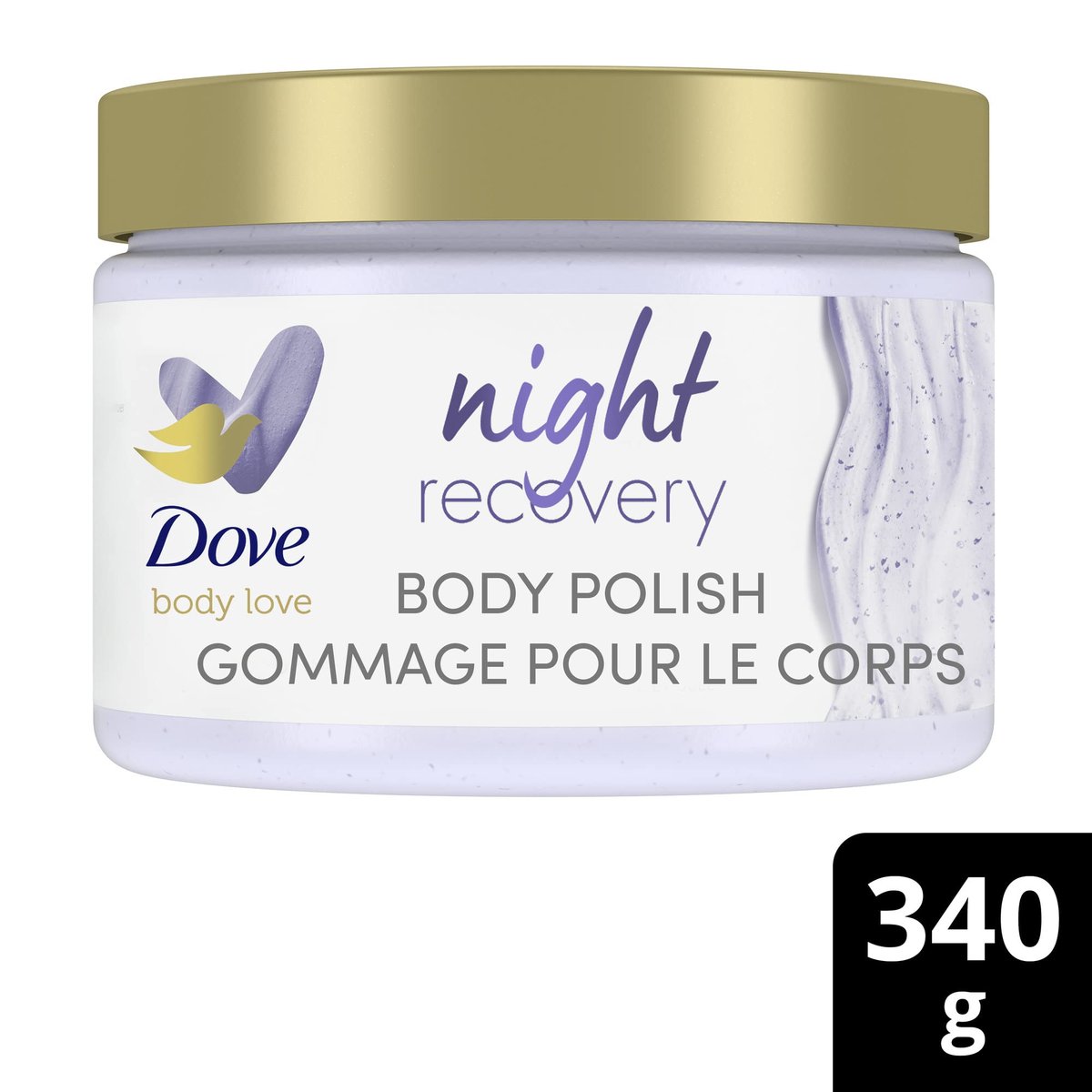 Dove Body Love Night Recovery Body Scrub with Retinol Serum and Exfoliants for Dry, Worn-Down Skin - 340 g Avelisse