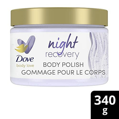 Dove Body Love Night Recovery Body Scrub with Retinol Serum and Exfoliants for Dry, Worn-Down Skin - 340 g Avelisse