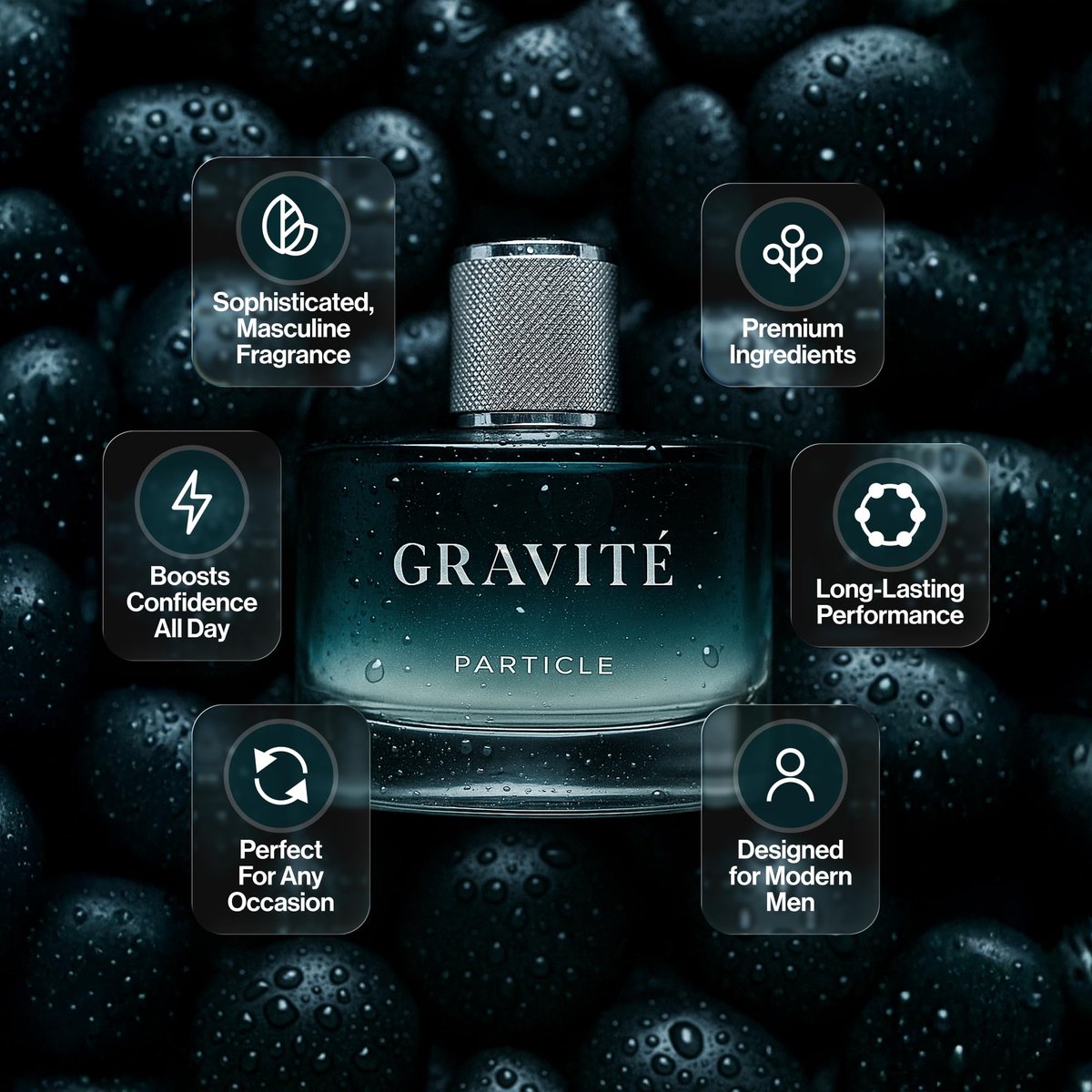 Particle Gravité Cologne Spray for Men – Long Lasting Woody Citrus Fragrance with Pepper, Rosemary & Grapefruit, 3.38 FL OZ Avelisse