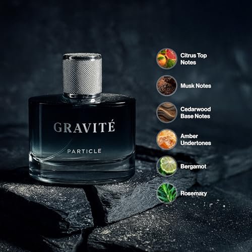 Particle Gravité Cologne Spray for Men – Long Lasting Woody Citrus Fragrance with Pepper, Rosemary & Grapefruit, 3.38 FL OZ Avelisse