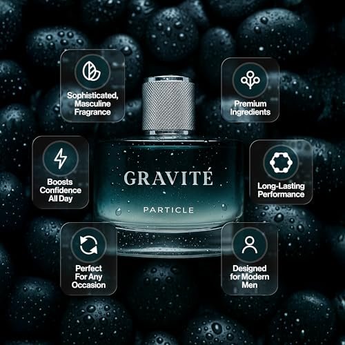 Particle Gravité Cologne Spray for Men – Long Lasting Woody Citrus Fragrance with Pepper, Rosemary & Grapefruit, 3.38 FL OZ Avelisse