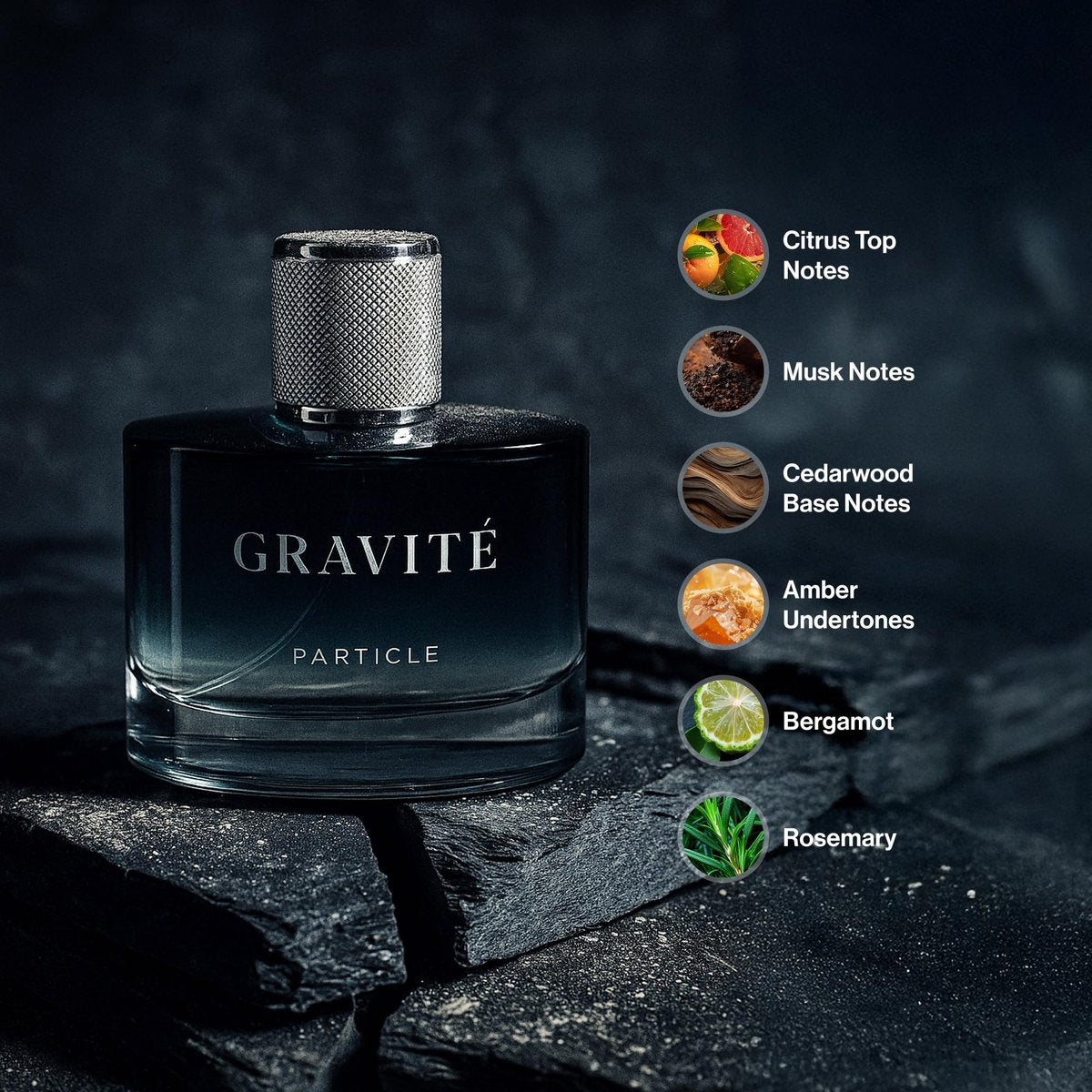 Particle Gravité Cologne Spray for Men – Long Lasting Woody Citrus Fragrance with Pepper, Rosemary & Grapefruit, 3.38 FL OZ Avelisse