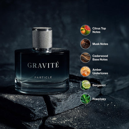 Particle Gravité Cologne Spray for Men – Long Lasting Woody Citrus Fragrance with Pepper, Rosemary & Grapefruit, 3.38 FL OZ Avelisse