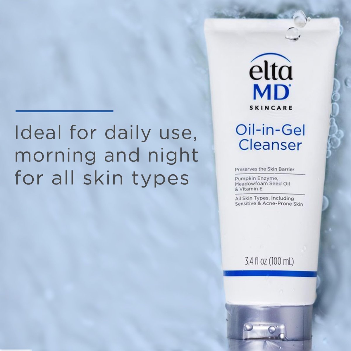 EltaMD Oil-In-Gel Facial Cleanser - Daily Gentle Face Cleanser, Removes Long-Wear Makeup, Sunscreen, and Sweat, 3.4 oz Avelisse