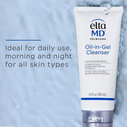 EltaMD Oil-In-Gel Facial Cleanser - Daily Gentle Face Cleanser, Removes Long-Wear Makeup, Sunscreen, and Sweat, 3.4 oz Avelisse