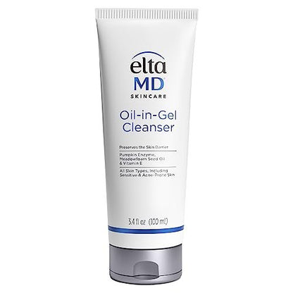 EltaMD Oil-In-Gel Facial Cleanser - Daily Gentle Face Cleanser, Removes Long-Wear Makeup, Sunscreen, and Sweat, 3.4 oz Avelisse