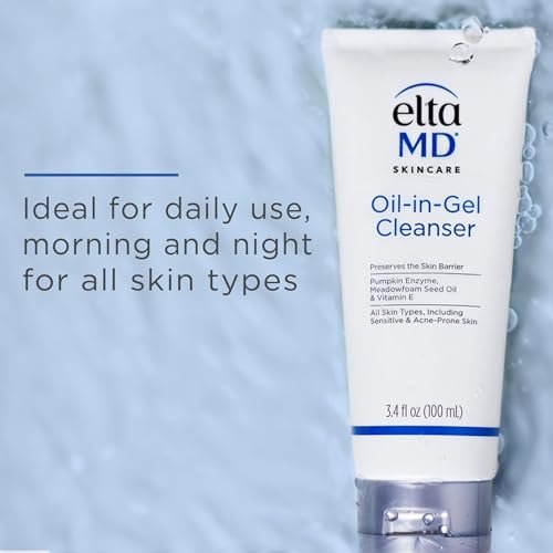 EltaMD Oil-In-Gel Facial Cleanser - Daily Gentle Face Cleanser, Removes Long-Wear Makeup, Sunscreen, and Sweat, 3.4 oz Avelisse