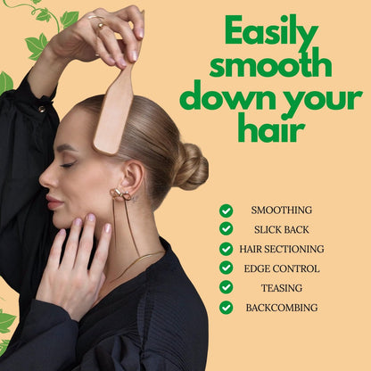 GranNaturals Boar Bristle Slick Back Hair Brush for Sleek Ponytail, Bun & Smoothing Baby Hairs, Flyaways, Edge Control - Backcombing & Teasing Hairbrush with Wide Rat Tail for Sectioning & Parting