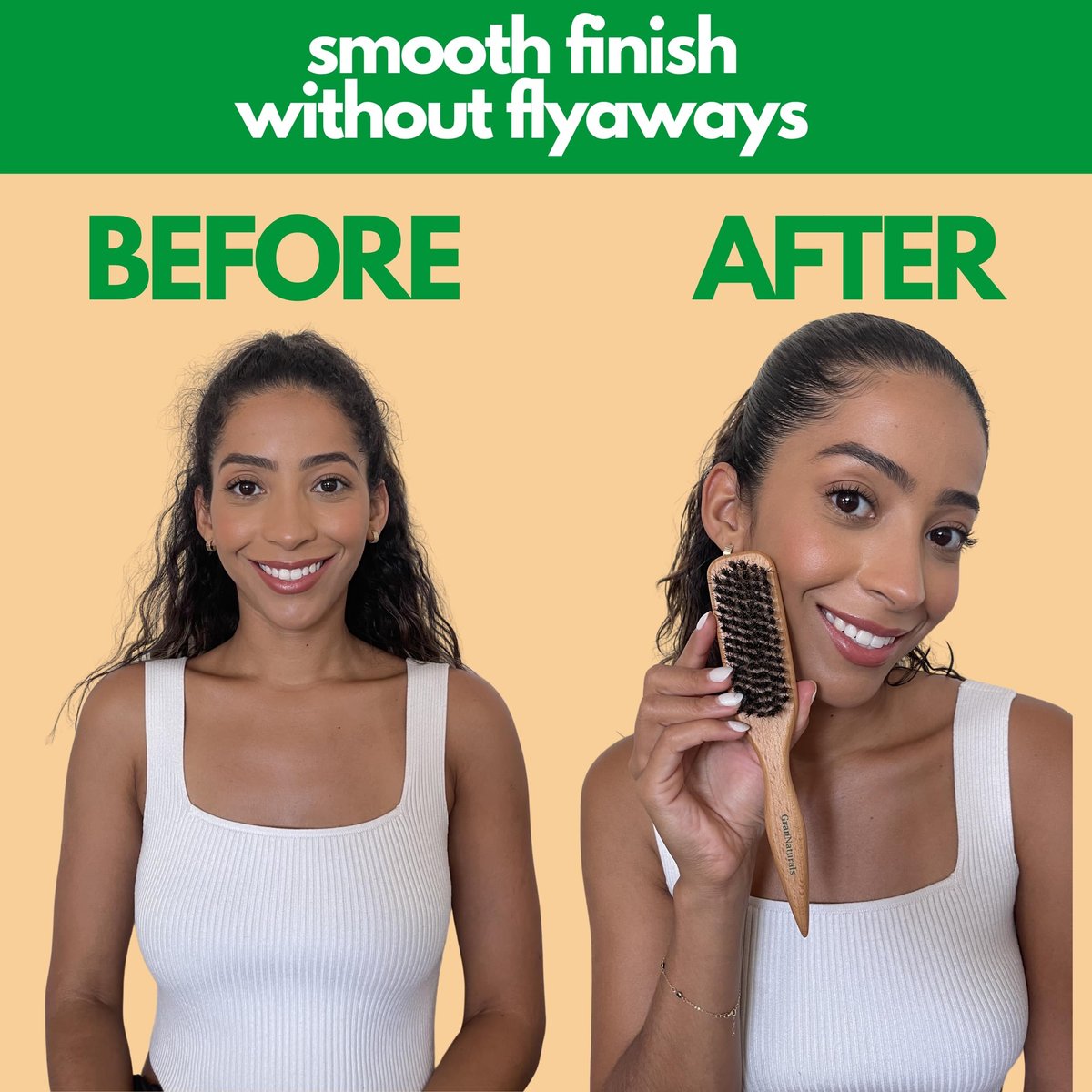 GranNaturals Boar Bristle Slick Back Hair Brush for Sleek Ponytail, Bun & Smoothing Baby Hairs, Flyaways, Edge Control - Backcombing & Teasing Hairbrush with Wide Rat Tail for Sectioning & Parting - görsel 11