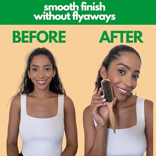 GranNaturals Boar Bristle Slick Back Hair Brush for Sleek Ponytail, Bun & Smoothing Baby Hairs, Flyaways, Edge Control - Backcombing & Teasing Hairbrush with Wide Rat Tail for Sectioning & Parting - görsel 12