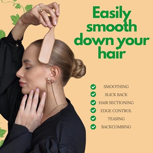 GranNaturals Boar Bristle Slick Back Hair Brush for Sleek Ponytail, Bun & Smoothing Baby Hairs, Flyaways, Edge Control - Backcombing & Teasing Hairbrush with Wide Rat Tail for Sectioning & Parting - görsel 6