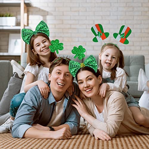 Oiuros 9PCS St. Patrick's Day Headband Set – Green Shamrock Clover Headwear for Women & Girls - görsel 4