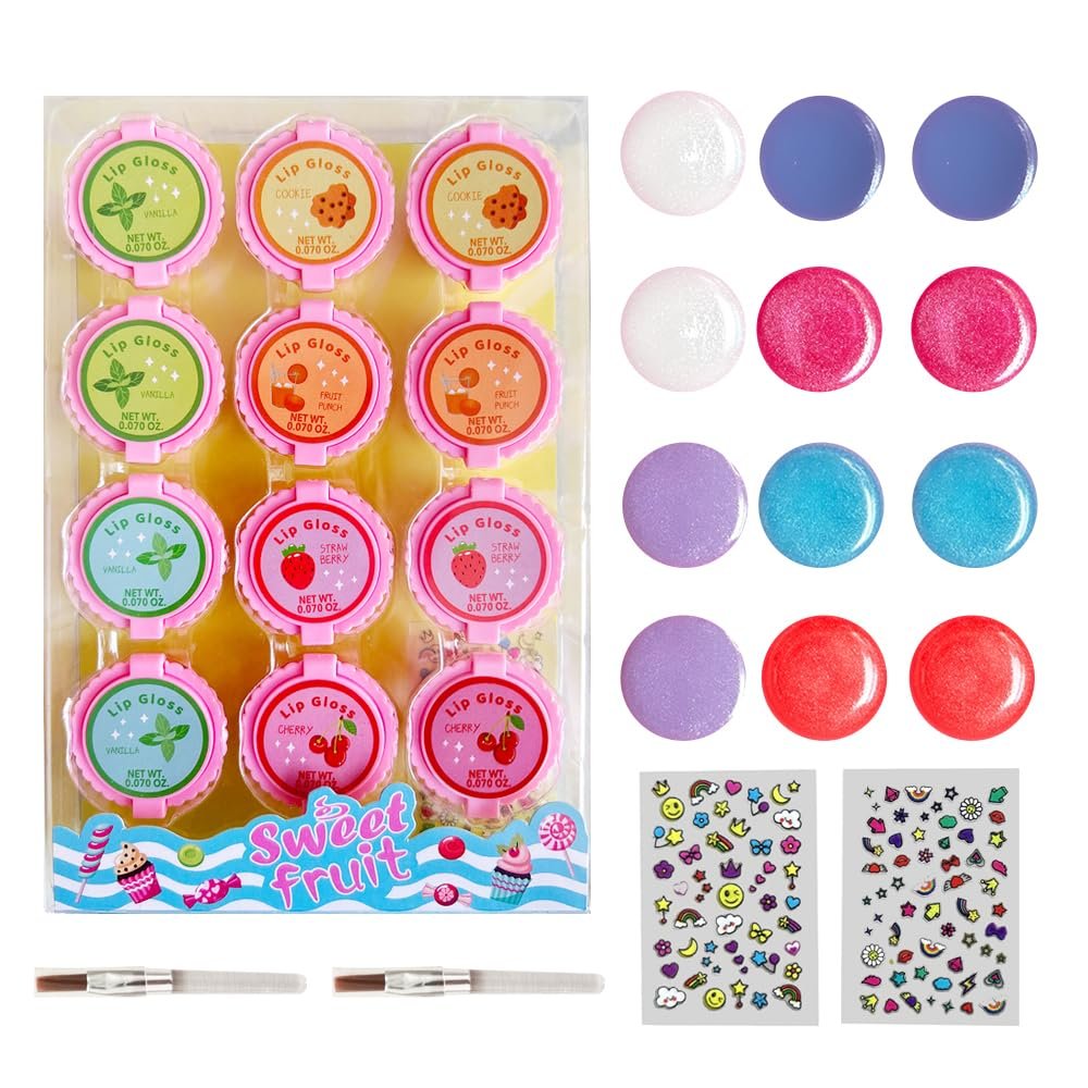 12 Pcs Cupcake Lip Gloss for Girls Party Favors - Assorted Fruity Flavors Cute Cupcake Designs Birthday Gift - görsel 3
