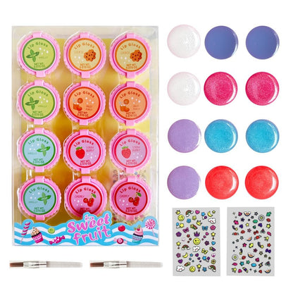 12 Pcs Cupcake Lip Gloss for Girls Party Favors - Assorted Fruity Flavors Cute Cupcake Designs Birthday Gift