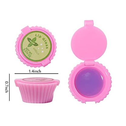 12 Pcs Cupcake Lip Gloss for Girls Party Favors - Assorted Fruity Flavors Cute Cupcake Designs Birthday Gift