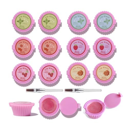 12 Pcs Cupcake Lip Gloss for Girls Party Favors - Assorted Fruity Flavors Cute Cupcake Designs Birthday Gift - görsel 2