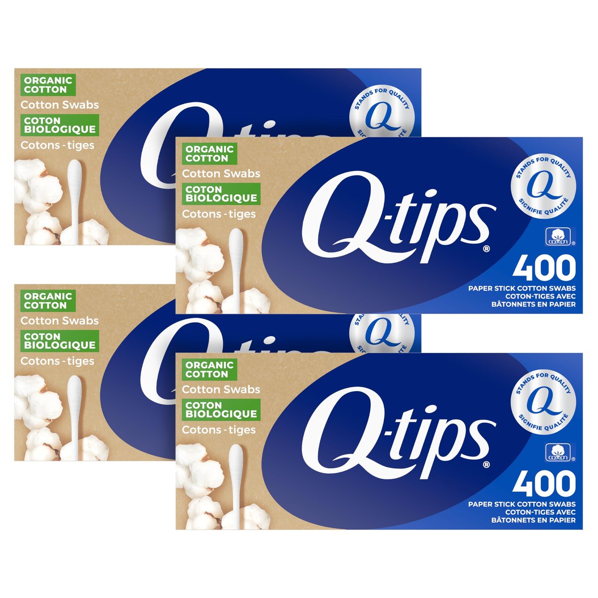 Q-tips Organic Cotton Swabs 400 Count (4 Pack) - 1600 Total Swabs, Ultimate Home and Beauty Tool Avelisse