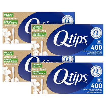 Q-tips Organic Cotton Swabs 400 Count (4 Pack) - 1600 Total Swabs, Ultimate Home and Beauty Tool Avelisse