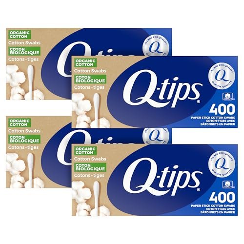 Q-tips Organic Cotton Swabs 400 Count (4 Pack) - 1600 Total Swabs, Ultimate Home and Beauty Tool Avelisse