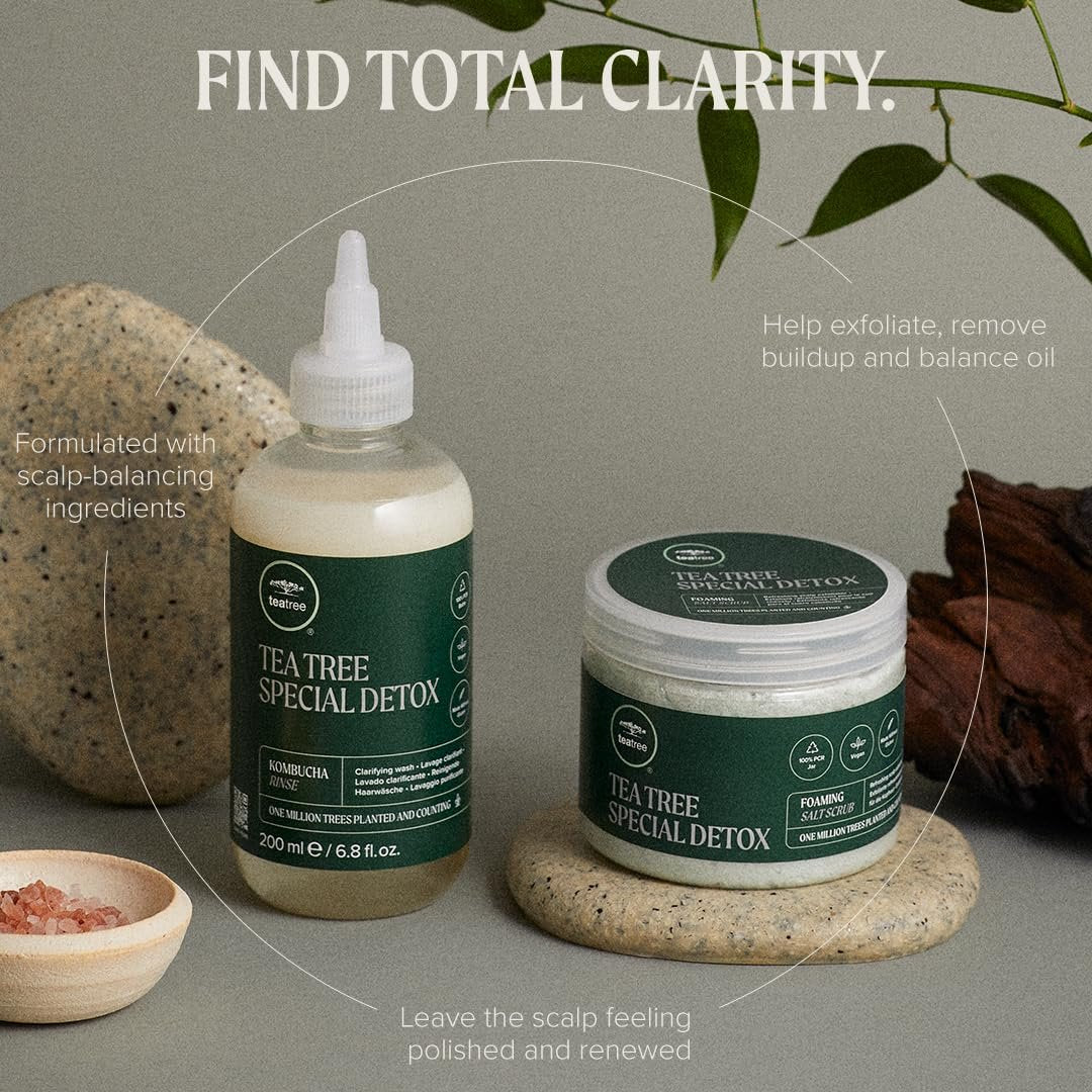 Tea Tree Special Detox Foaming Salt Scrub – Exfoliating Scalp Treatment for All Hair Types, 6.5 oz Avelisse