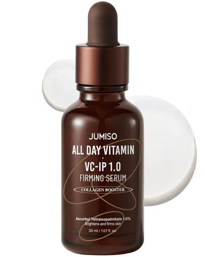 JUMISO All Day VC-IP 1.0 Firming Serum – Vitamin C, Aronia, Bakuchiol & Panthenol for Collagen Boosting & Fine Line Reduction, 1 oz