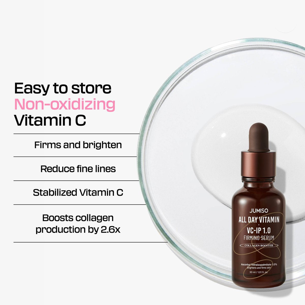JUMISO All Day VC-IP 1.0 Firming Serum – Vitamin C, Aronia, Bakuchiol & Panthenol for Collagen Boosting & Fine Line Reduction, 1 oz - görsel 8